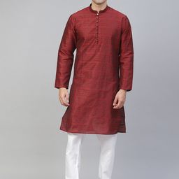 MANQ Men Maroon Sequinned Kurta with Churidar-picture-42