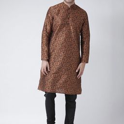 DEYANN Men Rust & Black Printed Straight Kurta-image-33
