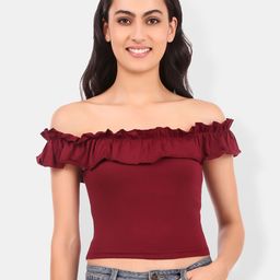 Be You Off-Shoulder Ruffles Cotton Bardot Crop Top-image-14