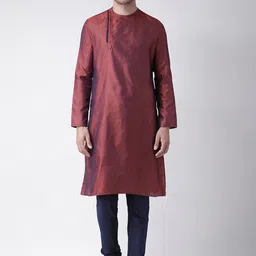 DEYANN Men Red Woven Design Straight Kurta-picture-54