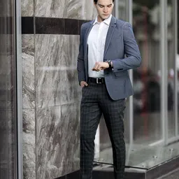 INVICTUS Men Grey & White Checked Slim Fit Trousers-picture-15