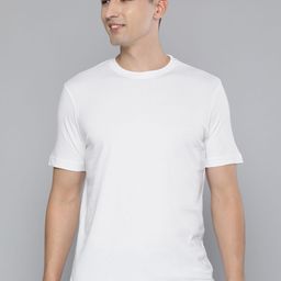 HERE&NOW Men White Solid Pure Cotton T-shirt-image-65