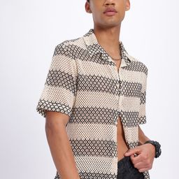 glitchez Vacation Vibes Open Knit Striped Relaxed Fit Shirt-image-27