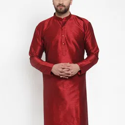 Jompers Men Maroon Solid Straight Kurta-picture-36