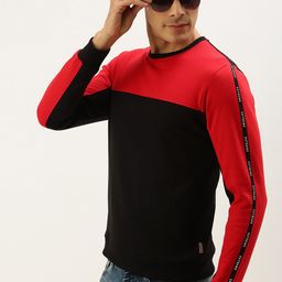 Flying Machine Men Black & Red Colourblocked Sweatshirt-picture-3