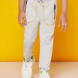 SPUNKIES Boys White Solid Organic Cotton Joggers-image-36