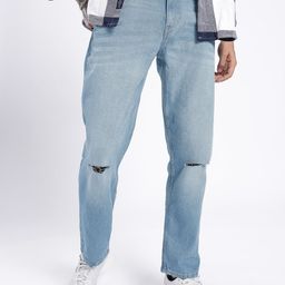 glitchez Men Cool Grunge Relaxed Fit Slash Knee Light Fade Jeans-image-41