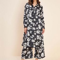 Antheaa Floral Printed Fusion Satin Top & Palazzos-picture-54