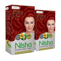 Nisha Pack of 2 Creme Hair Colour 300g - Flame Red-22