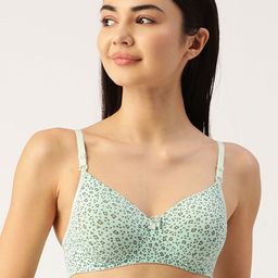 Lady Lyka Sea Green & Black Bra Lightly Padded-32