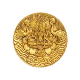 Exotic India Gold Toned Rising Over The Tide Lakshmi Brass Wall Art-image-73