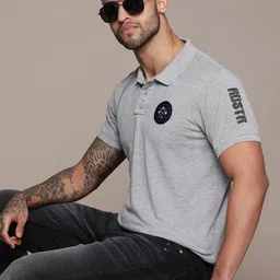 Roadster Men Polo Collar Applique T-shirt-image-9