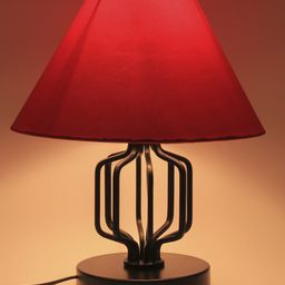 Devansh Red & Black Solid Traditional Bedside Standard Table Top Lamp with Shade-15