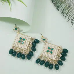 I Jewels Gold-Plated Contemporary Drop Earrings-image-24