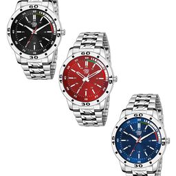 SWADESI STUFF Boys Set Of 3 Analogue Watch SDS 95 BLK RED BLU-3