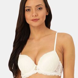 MAKCLAN White Self-Design Lace Underwired Lightly-Padded Plunge Bra K16037BQ-picture-48