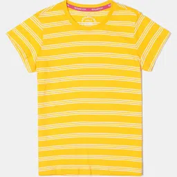 Jockey Girls Combed Cotton Striped Regular Fit Round Neck Short Sleeve Tshirt - AG75-image-2
