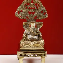 Exotic India Lord Ganesha Studying the Mahabharata He Has Penned Showpiece-image-36