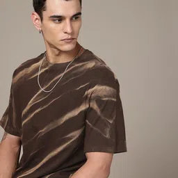 R.Code by The Roadster Life Co. Tie and Dye Printed Relaxed Fit T-shirt-image-56