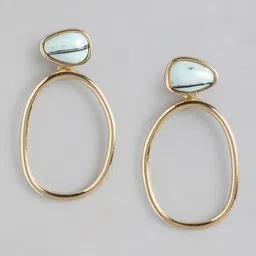 Forever New Gold Plated Stone Studded Contemporary Drop Earrings-7