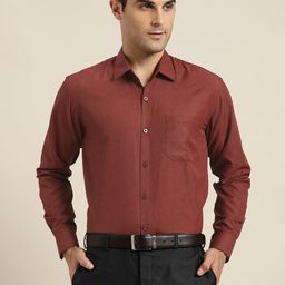 SOJANYA Men Maroon Cotton Classic Regular Fit Solid Formal Shirt-image-37