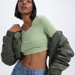 glitchez Snatched Fit V-Neck Crop Top-image-69