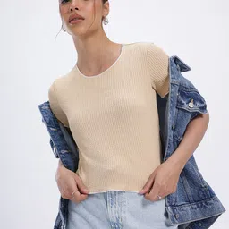 glitchez Ribbed Bliss Textured Crop Top-image-62