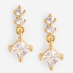 DressBerry Gold-Plated Cubic Zirconia Contemporary Drop Earrings-image-20