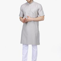 RAJUBHAI HARGOVINDAS Men Grey Kurta-image-86