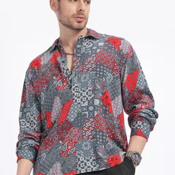glitchez Paisley Vibe Relaxed Fit Shirt-image-75