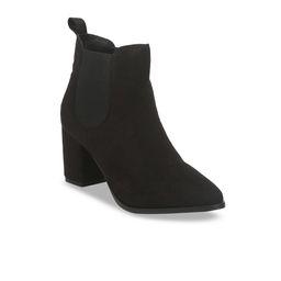 Truffle Collection Women Black Solid Suede Heeled Boots-19