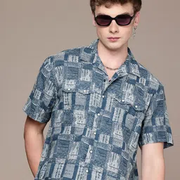 The Roadster Life Co. Pure Cotton Abstract Printed Drop-Shoulder Relaxed Fit Casual Shirt-image-68