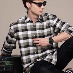 The Roadster Life Co. Pure Cotton Checked Drop-Shoulder Sleeves Relaxed Fit Casual Shirt-picture-14
