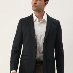 Peter England Elite Self Design Slim Fit Single-Breasted Formal Blazers-image-43