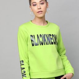 STREET 9 Women Fluorescent Green Printed Sweatshirt-image-90