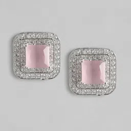 Anouk Silver-Plated American Diamond Square Studs-21