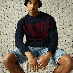 Hubberholme Men Typography Printed Pullover-image-32