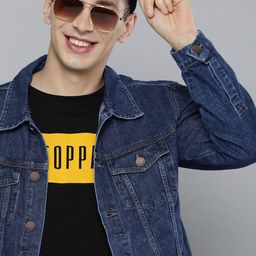HERE&NOW Men Blue Washed Denim Jacket-image-42