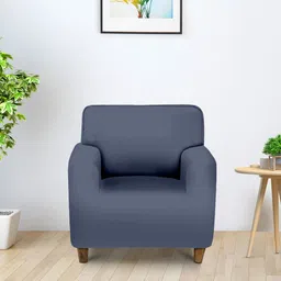 Aura Blue Single Seater Sofa Cover With Arms-image-26