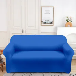 Aura Blue Double Seater Sofa Cover With Arms-image-36