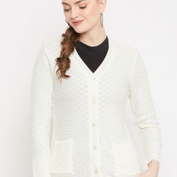 Zigo Women Cream-Colored Self Design Cardigan-image-66