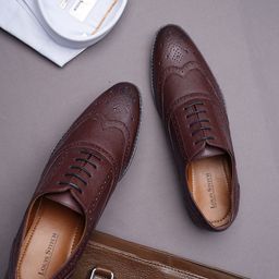 Men Rosewood Leatherette Brogue Formal Shoes-image-66