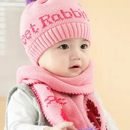 SYGA Kids Self Design Knitted Beanie With Scarf-image-57
