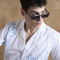 DENNISON Men White and Blue Floral Printed Shirt-image-43