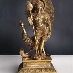 Exotic India Gold Toned Standing Murugan Religious Idol Showpiece-image-24
