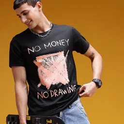 HERE&NOW Men Typography Printed Cotton T-shirt-picture-17