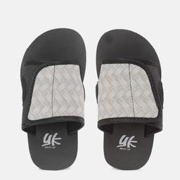 YK Boys Grey & Black Self-Design Velcro Sliders-32