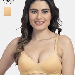 KOMLI Pack of 2 Beige Solid Non-Wired Lightly Padded Everyday Bra K-95413-19
