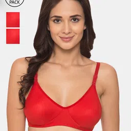 KOMLI Pack Of 3 Red Solid Non-Wired Non Padded Everyday Bra-picture-17