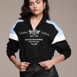 The Roadster Lifestyle Co. Half Zipper with Mock Collar Printed Sweatshirt-image-48